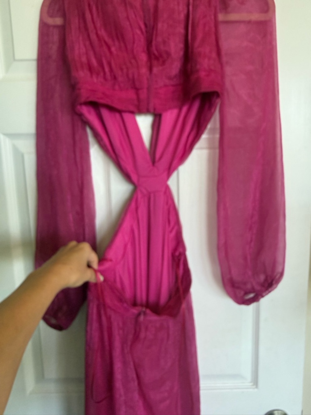 VICI Fuchsia Long Sleeve Cutout Maxi Dress - Picture 9 of 9